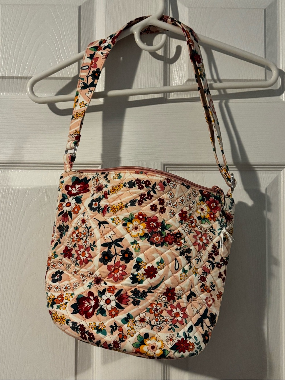 Vera Bradley Peach Floral Quilted Shoulder Bag